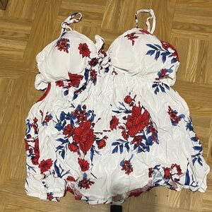 No Boundaries Red and Blue Floral Camisole